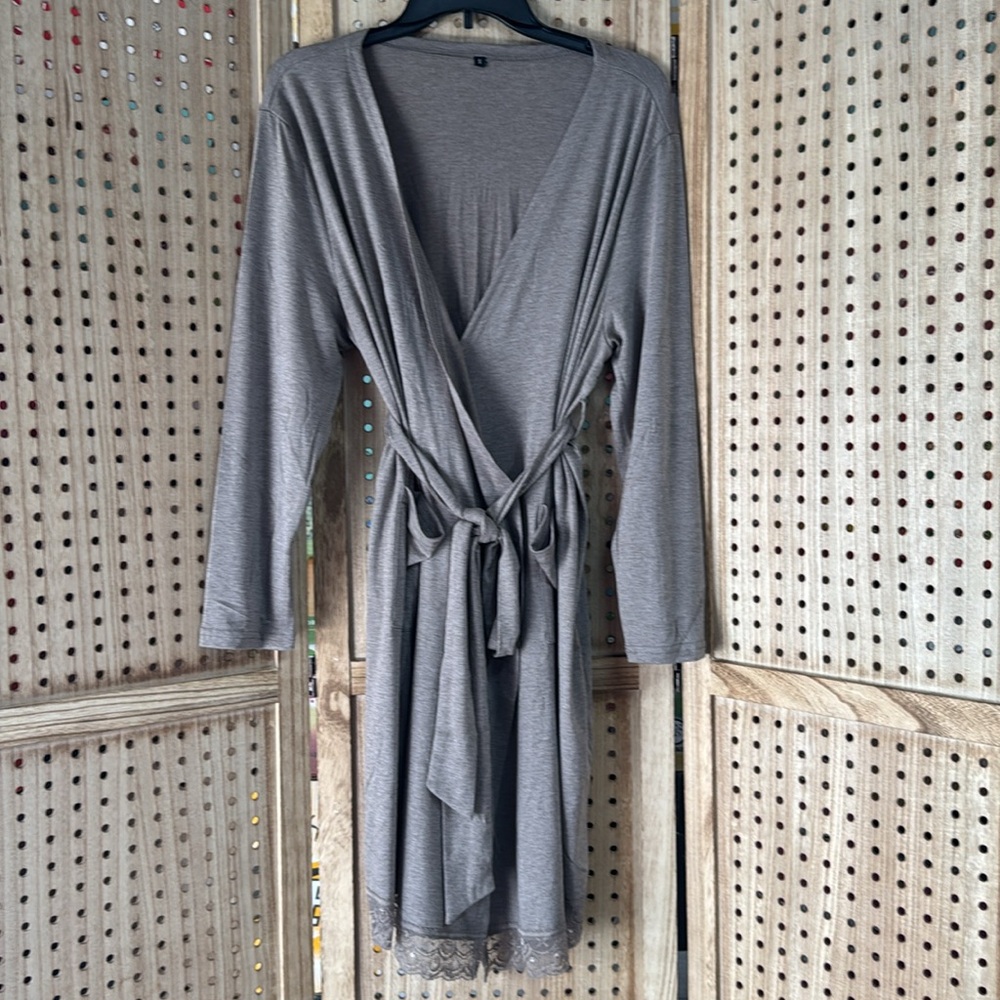 Kimono Robes Long Sleeve Sleepwear Lightweight Loungewear with Lace Trim